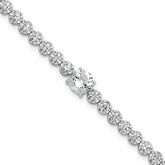Sterling Silver Rhodium-plated Polished Fancy Round CZ 7.25 Inch Bracelet