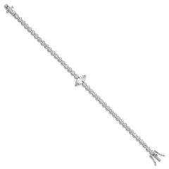 Sterling Silver Rhodium-plated Polished Fancy Round and Marquise-cut CZ 7.25 Inch Bracelet