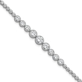 Sterling Silver Rhodium-plated Polished Graduated bezel-set CZ 8 inch Tennis Bracelet