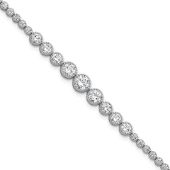 Sterling Silver Rhodium-plated Polished Graduated bezel-set CZ 8 inch Tennis Bracelet