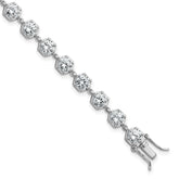 Sterling Silver Rhodium-plated Polished Round CZ in Hexagon Setting 8 Inch Bracelet