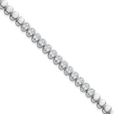Sterling Silver Rhodium-plated Polished Oval Bezel CZ 7.25 Inch Bracelet