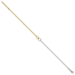 Sterling Silver Gold-tone Oval Link 9 inch Plus 1 inch Extender - Total 10 inch Anklet