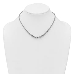 Sterling Silver Rhodium-plated Fancy Graduated Braided Link 16 inch with 2 inch Extender Necklace
