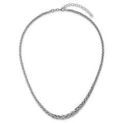 Sterling Silver Rhodium-plated Fancy Graduated Braided Link 16 inch with 2 inch Extender Necklace