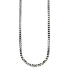 Sterling Silver Antiqued Brushed 4.00mm Fancy Box Link 19.75 inch Necklace