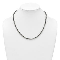 Sterling Silver Antiqued Brushed 4.00mm Fancy Box Link 19.75 inch Necklace