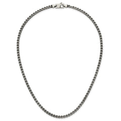 Sterling Silver Antiqued Brushed 4.00mm Fancy Box Link 19.75 inch Necklace