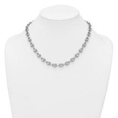 Sterling Silver Rhodium-plated Puffed Anchor/Mariner Link 18 inch Necklace