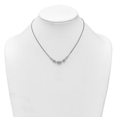 Sterling Silver Rhodium-plated Puffed Mariner Center with Side CZs 16 inch with 2 inch Extender Necklace