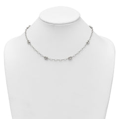 Sterling Silver Puffed Anchor/Mariner Link and Chain 7-Station 17 inch with 1.5 inch Extension Necklace