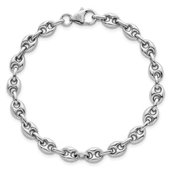Sterling Silver Rhodium-plated Puffed Anchor/Mariner Link 7.5 inch Bracelet - 2