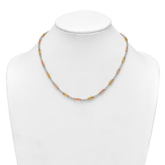 Sterling Silver Rose-tone and Gold-tone Polished 4.0mm Figaro Rope 18 Inch Necklace