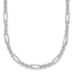 Sterling Silver Polished 4.0mm Figaro Rope 18 Inch Necklace