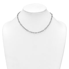 Sterling Silver Rhodium-plated Polished and Twisted Paperclip Link 16 Inch with 2 Inch Extension Necklace