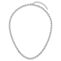 Sterling Silver Rhodium-plated Polished and Twisted Paperclip Link 16 Inch with 2 Inch Extension Necklace