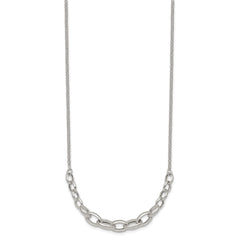 Sterling Silver Polished Fancy Graduated Cable Link 16 Inch with 2 Inch Extension Necklace