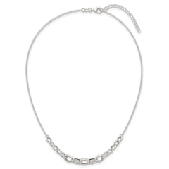 Sterling Silver Polished Fancy Graduated Cable Link 16 Inch with 2 Inch Extension Necklace