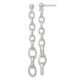 Sterling Silver Polished Graduated Cable Link Post Dangle Earrings