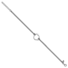 Sterling Silver Rhodium-plated Polished 7 inch with 1 inch extender Abstract 2-Strand Bracelet