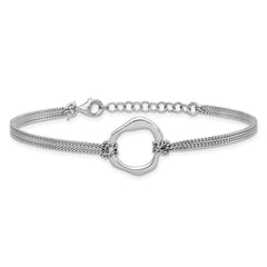 Sterling Silver Rhodium-plated Polished 7 inch with 1 inch extender Abstract 2-Strand Bracelet