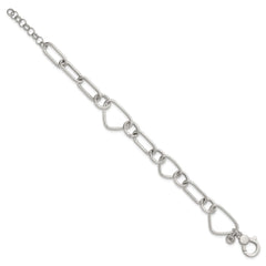 Sterling Silver Polished Triangle Round and Oval Link 8 inch with 1 inch extender Bracelet