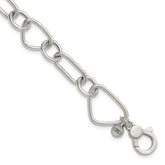 Sterling Silver Polished Triangle Round and Oval Link 8 inch with 1 inch extender Bracelet