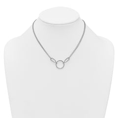 Sterling Silver Rhodium-plated Polished Circle 16 inch with 1 inch extension Necklace