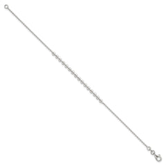 Sterling Silver Polished Center Beaded 7.5 Inch Bracelet