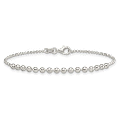 Sterling Silver Polished Center Beaded 7.5 Inch Bracelet