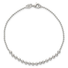 Sterling Silver Polished Center Beaded 7.5 Inch Bracelet