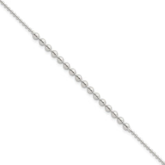 Sterling Silver Polished Center Beaded 7.5 Inch Bracelet