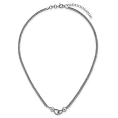 Sterling Silver Rhodium-plated Polished Beads Double Strand Mesh 16 inch with 2 inch Extender Necklace