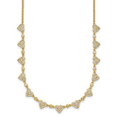 Sterling Silver Gold-tone Polished Pave CZ Hearts 16 Inch with 2 Inch Extension Necklace