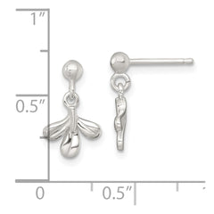 Sterling Silver Polished Three Leaf Dangle Post Earrings