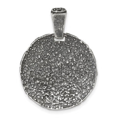 Sterling Silver Antiqued Floral 24mm Round Disc Pendant
