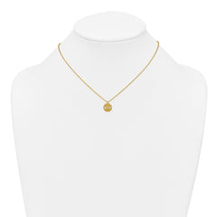 Sterling Silver Gold-tone Polished Beaded and Textured CZ Circle 16 Inch with 2 Inch Extension Necklace