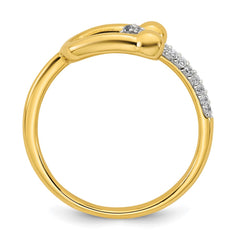 Sterling Silver Gold-tone CZ Polished And Textured Fancy Size 7 Ring