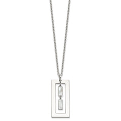 Sterling Silver Open Rectangle with Mother of Pearl Dangles 18.25 inch Necklace