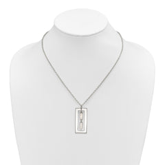 Sterling Silver Open Rectangle with Mother of Pearl Dangles 18.25 inch Necklace