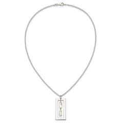 Sterling Silver Open Rectangle with Mother of Pearl Dangles 18.25 inch Necklace