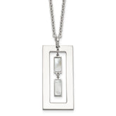 Sterling Silver Open Rectangle with Mother of Pearl Dangles 18.25 inch Necklace