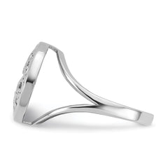 Sterling Silver Rhodium-plated Polished Filigree Mother of Pearl Filigree Circle Size 7 Ring