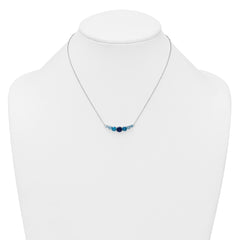 Sterling Silver Rhodium-plated Polished Lab Created Spinel/Lab Created Aquamarine/CZ 16 Inch with 2 Inch Extension Necklace