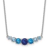 Sterling Silver Rhodium-plated Polished Lab Created Spinel/Lab Created Aquamarine/CZ 16 Inch with 2 Inch Extension Necklace