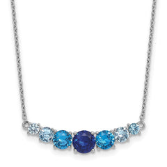 Sterling Silver Rhodium-plated Polished Lab Created Spinel/Lab Created Aquamarine/CZ 16 Inch with 2 Inch Extension Necklace