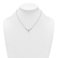 Sterling Silver Rhodium-plated Polished Fancy CZ Drop 16.5 inch with 1 inch Extension Necklace