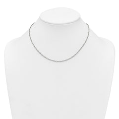 Sterling Silver Polished Oval Bezel CZ 16 Inch with 2 Inch Extension Necklace