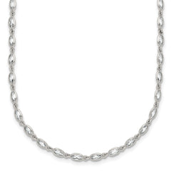 Sterling Silver Polished Oval Bezel CZ 16 Inch with 2 Inch Extension Necklace