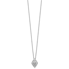 Sterling Silver Rhodium-plated Marquise CZ Polished Fancy Oval 18 inch Necklace